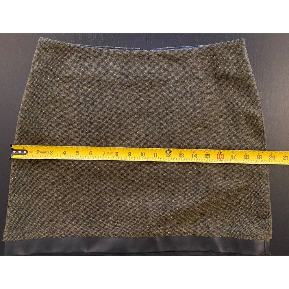 Kensie 16" Mini Skirt Women‎ Size 8 Olive 1" Brown Trim Fall Winter Back Zip - Picture 12 of 15